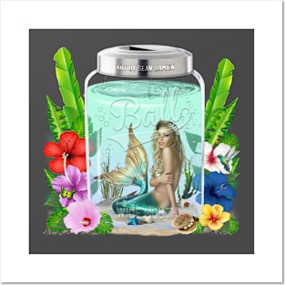 Mermaid in a Mason Jar Posters and Art